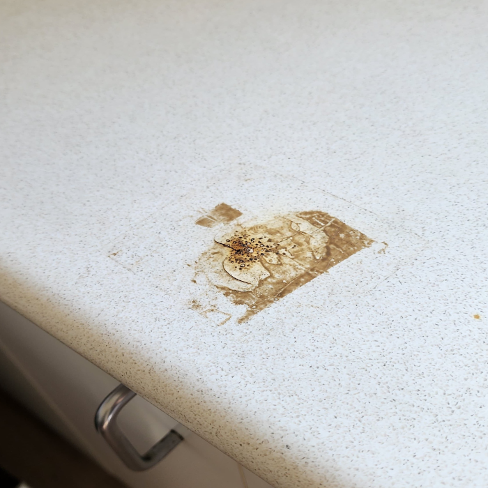 Laminate benchtop burned